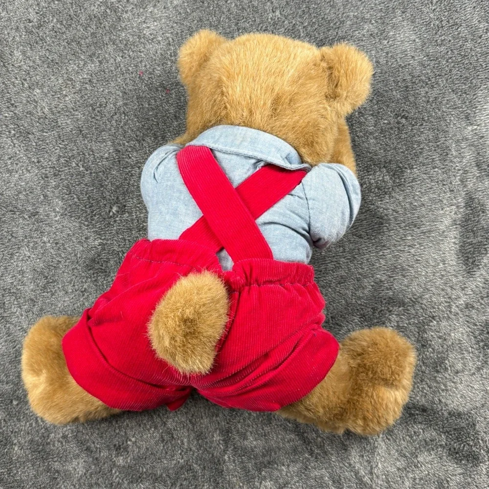 Vintage Mango Enterprises Nick Teddy Bear‎ Peek-a-Boo Red Corduroy Overalls 12